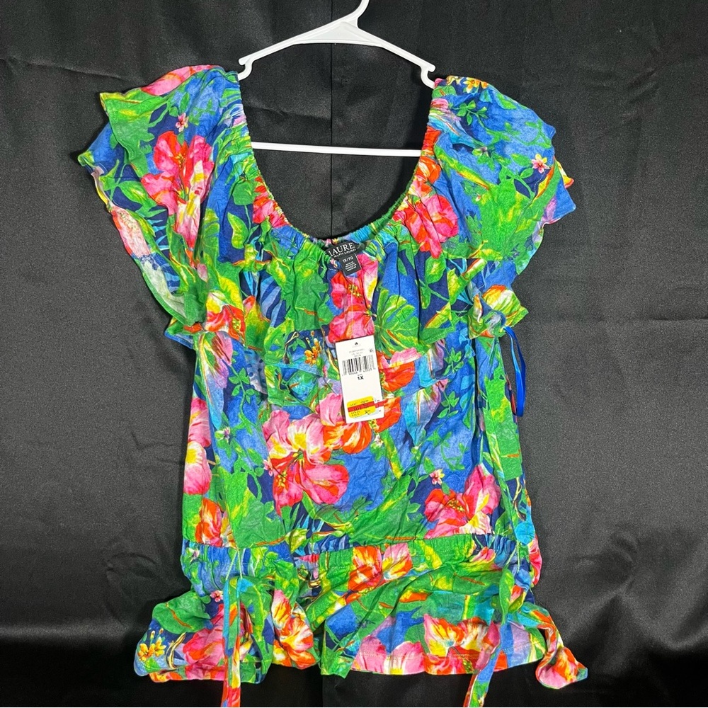 Lauren Ralph Lauren Floral Flutter Sleeve Blouse